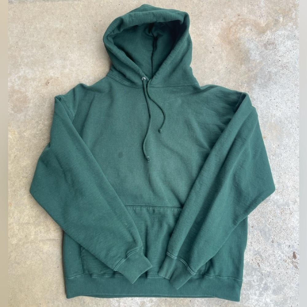 Vintage Forest Green Hooded Sweatshirt By Jerzees Size L   Z class Pullover